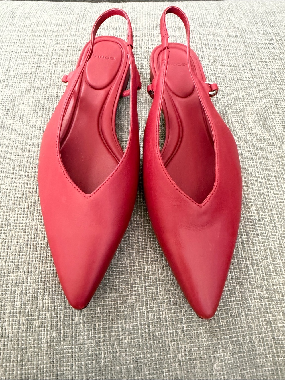Vince Red Pointed Slingback Flats